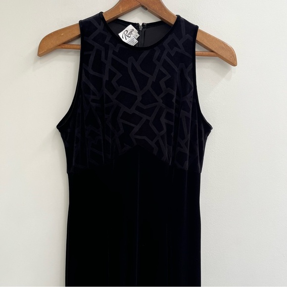 Vintage Y2K Whimsigoth Black Burnout Velvet Empire Waist Maxi Dress Sleeveless 6 - Picture 4 of 9